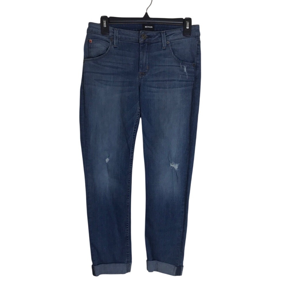 Hudson Women's Distressed Cuffed Skinny Jeans Size 27